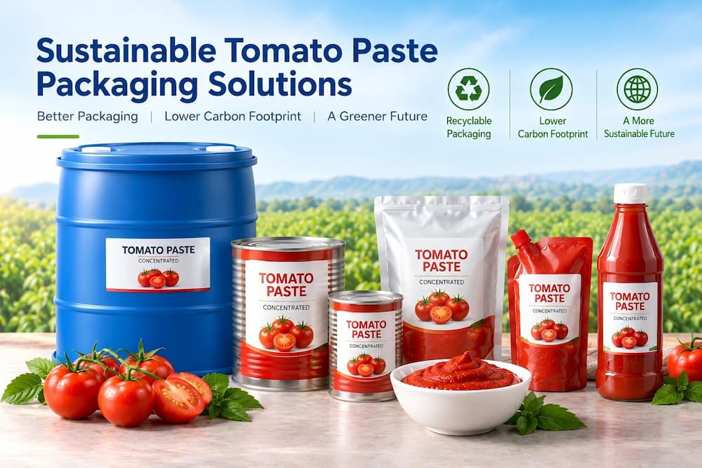Guia de Embalagens Sustentáveis ​​para Pasta de Tomate: Bag-in-Box, Caixas de Papel e Fornecimento de Baixo Carbono